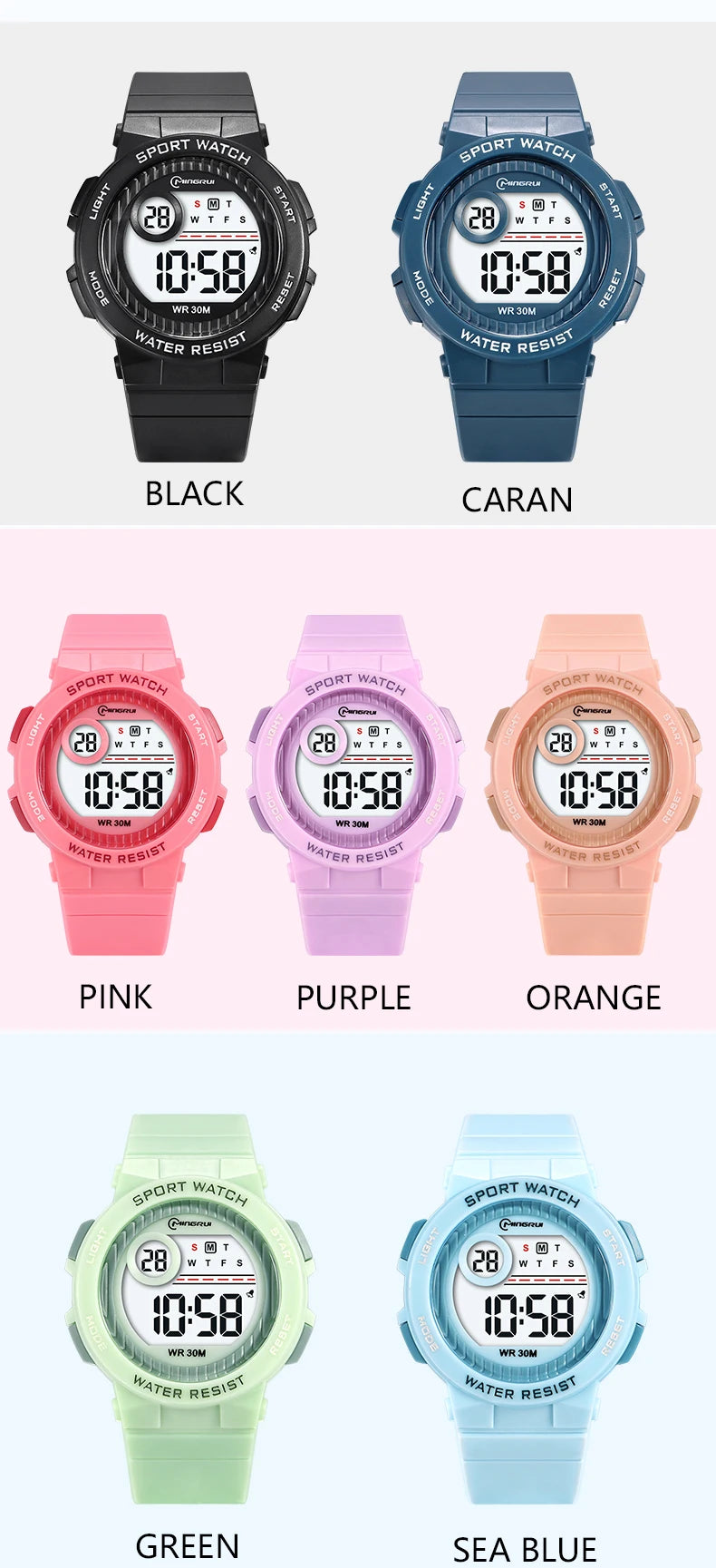 Children Watch Waterproof Digital Watch for Girls Boys Blue Electronic Sport Kid Watches Alarm Swimming Clocks Gifts