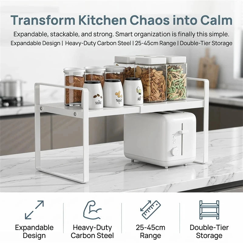 Kitchen Storage Rack under the Sink, Layered Shelf in the Cabinet, Countertop, Extendable Cabinet, Dish Storage Rack for Home