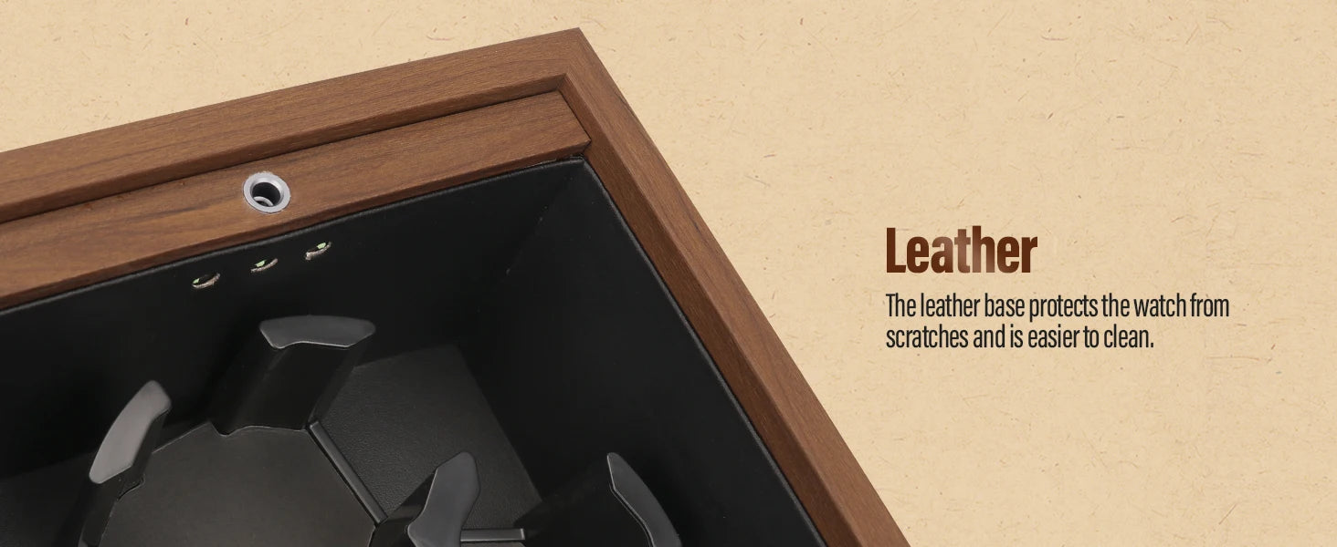 Watch Winder for Automatic Watches Box Storage Dustproof Mechanical Watch Case Black Walnut Wood Safe Mata Box LED Ambient Light