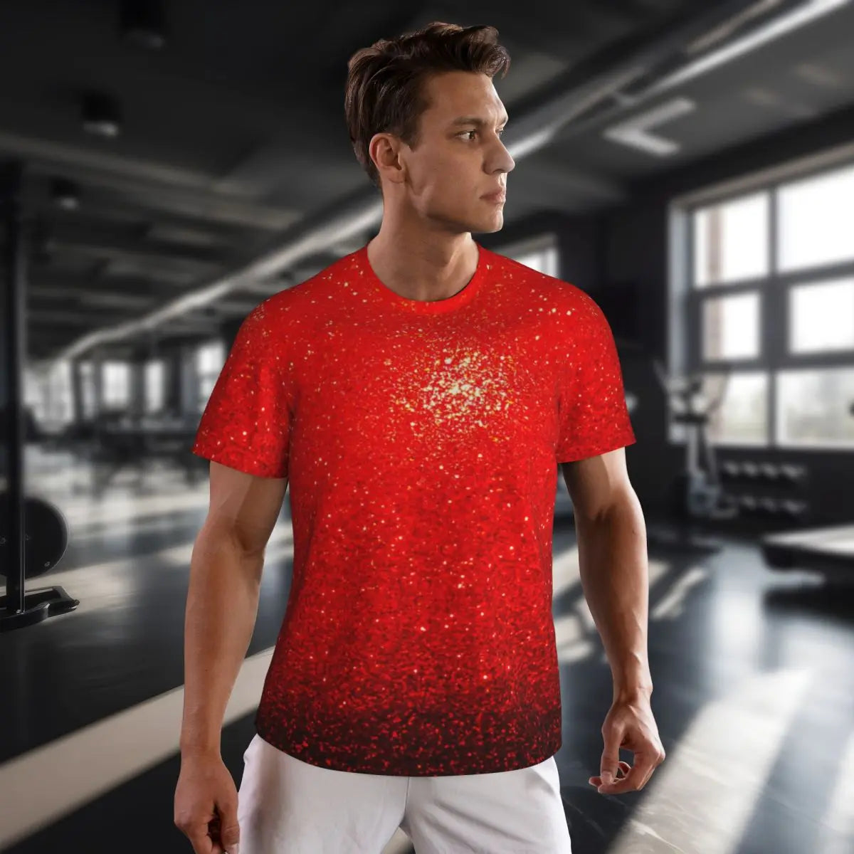 Sports T Shirt For Men Metallic Print T-Shirts Popular Sparks Of Red Summer Tees O Neck Y2K Retro Graphic Tops Gift