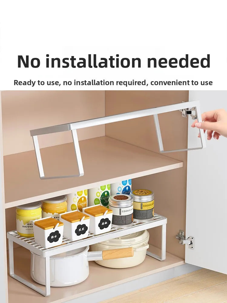 Kitchen Storage Rack Countertop Dish Pot Utensil Organizer Cabinet Inner Multi-layer Shelf Seasoning Tabletop Storage