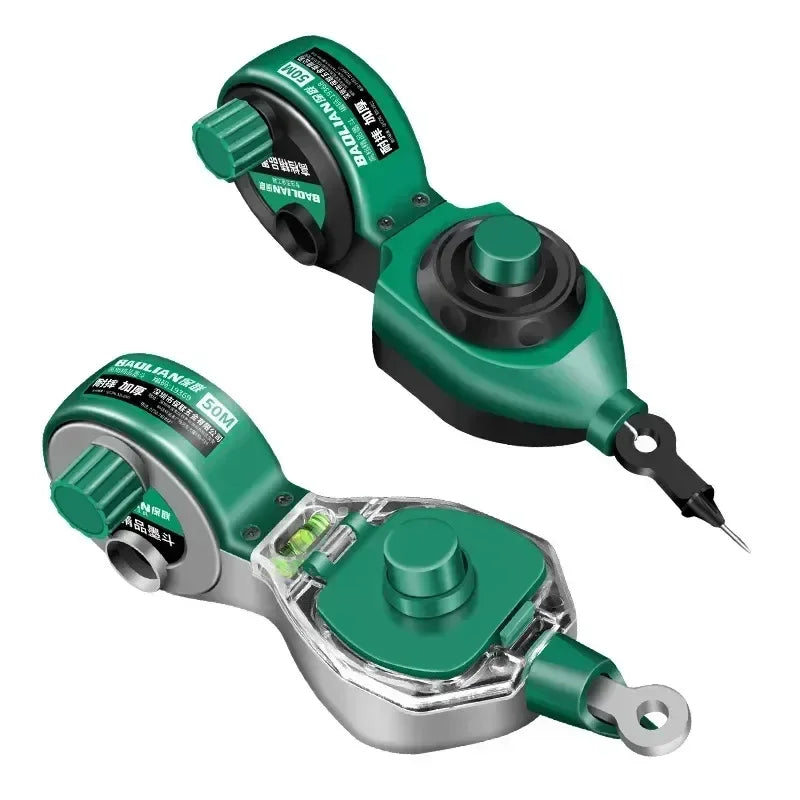 Construction Site Chalk Line Tool Woodworker'S Hand-Cranked Retractable Chalk Line Portable Spirit Level Line Marking Tool