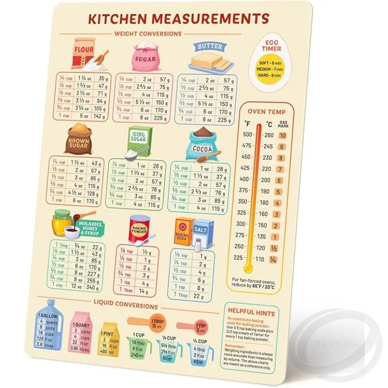 Kitchen Conversion Chart Magnet Metric Cooking Chart Cute Baking Accessories Easier Cooking