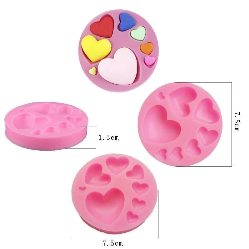 Loving Heart Shape Silicone Fondant Mold DIY Colorful Sweet Heart Chocolate Candy Paste Cake Decorating Tool Mold