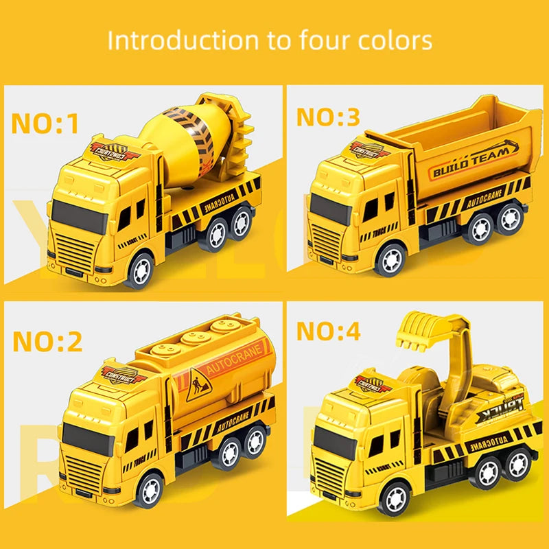 【S】1 Pc Educational Cars Children Kid Pull Back Toy Warrior Engineering Vehicle Model Four Mini Cars High Quality