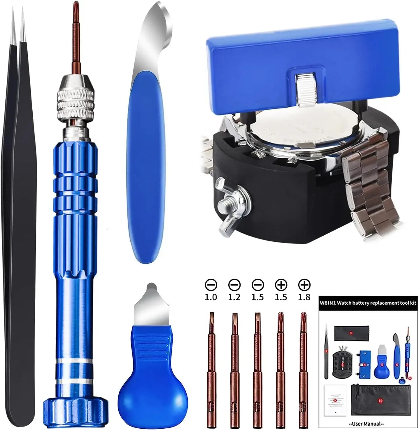 Watch Repair Kit Professional Watch Battery Replacement Tool Watch Back Remover Tools Watch Case Opener Watch Back Remover Holde
