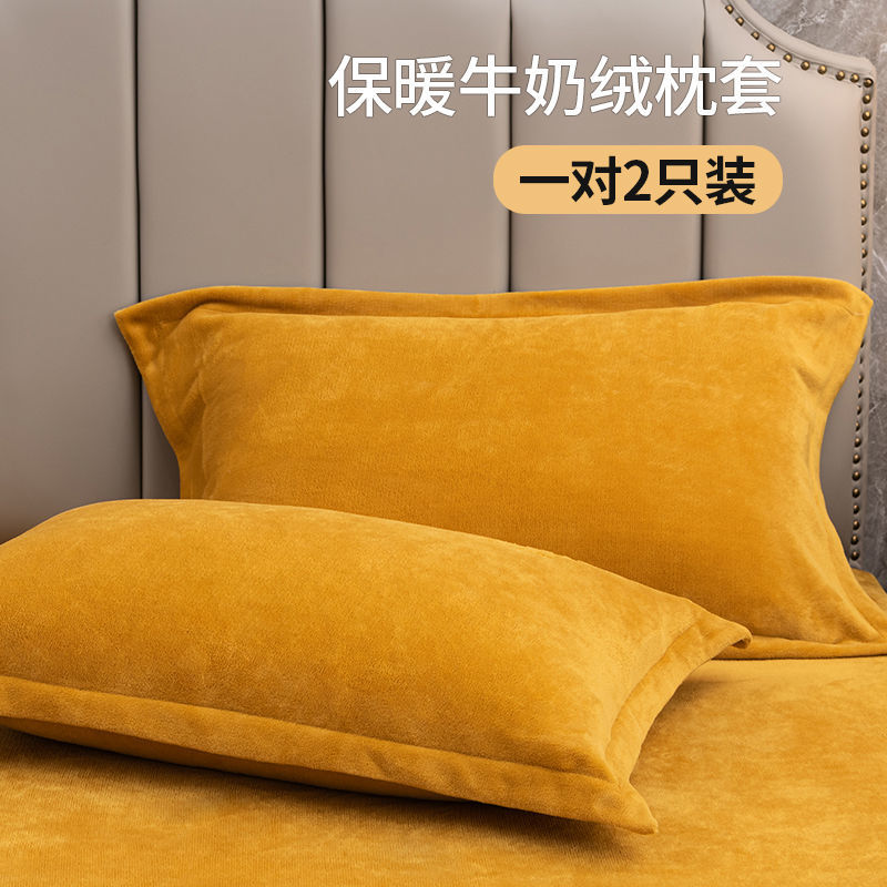 Coral Fleece Soft Winter Pillowcase Solid Plain Simple Home Bedroom House Hold Pillow Case Cover Zipper Warm  Comfortable