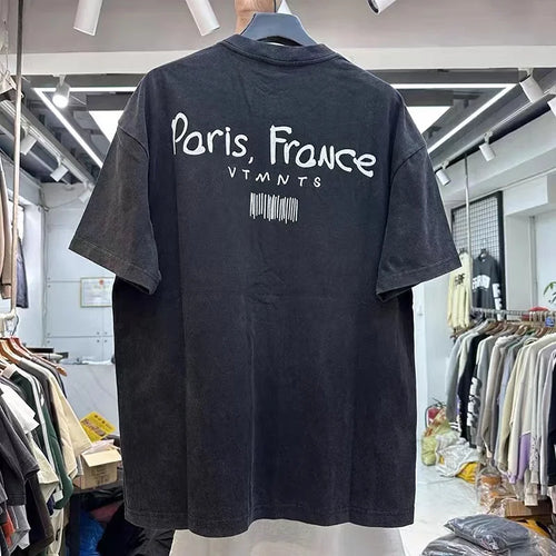 Beautiful Washed Black T Shirt Letter Print Mens Womens Best Quality 2024ss Summer Style Loose Street T-Shirt Tops