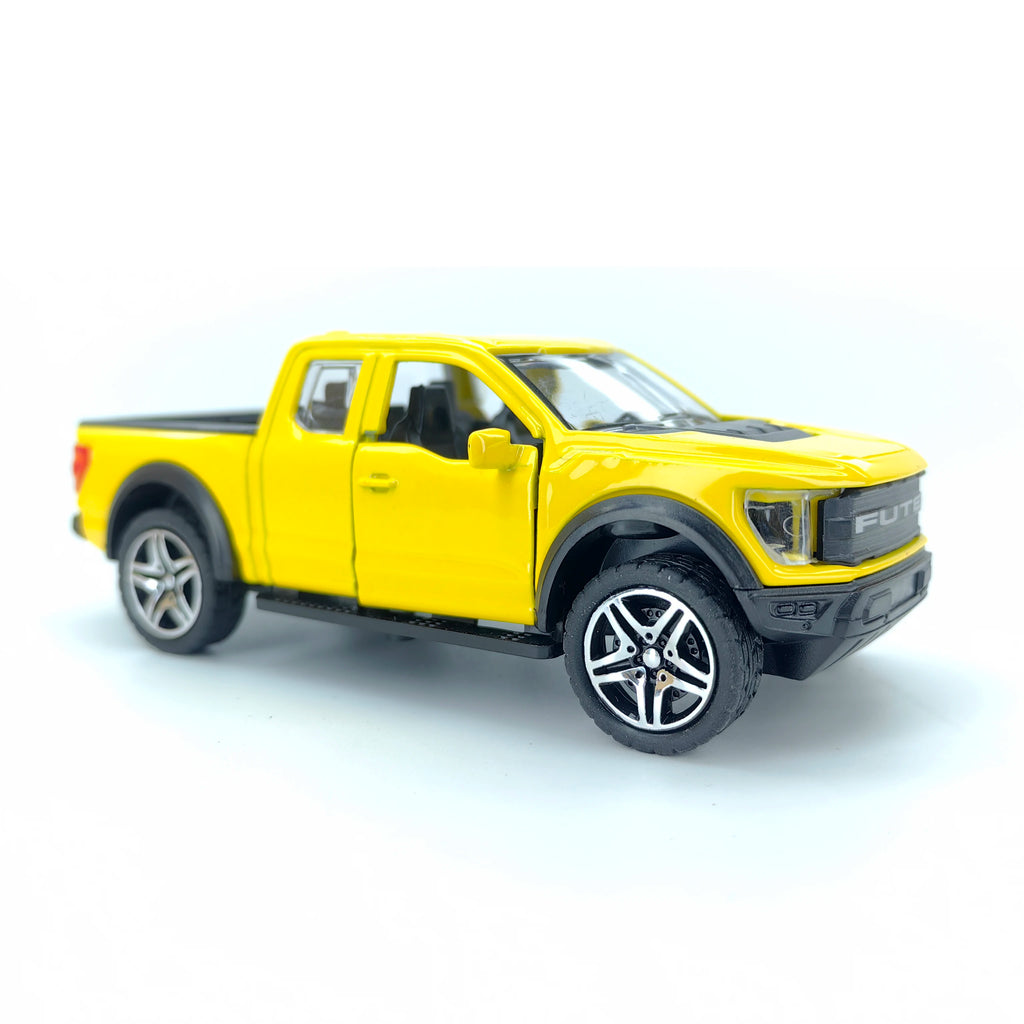 Boy’s treasured metal miniature racing car, realistic spring-powered off-road vehicle, baby-sized toy car.
