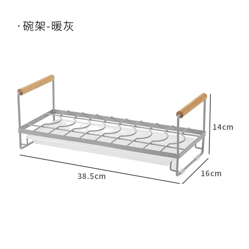 Kitchen Dish Storage Rack Household Countertop Draining Bowl Plate Rack Bowl Chopstick Cabinet Rack Metal Portable Take and Put