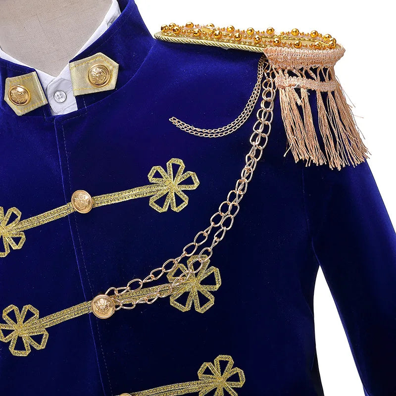 Fashion Navy Dress Suit for Men and Women,stage Portrait Studio Photography Navy Orchestra Couples Performance Clothing 2-piece