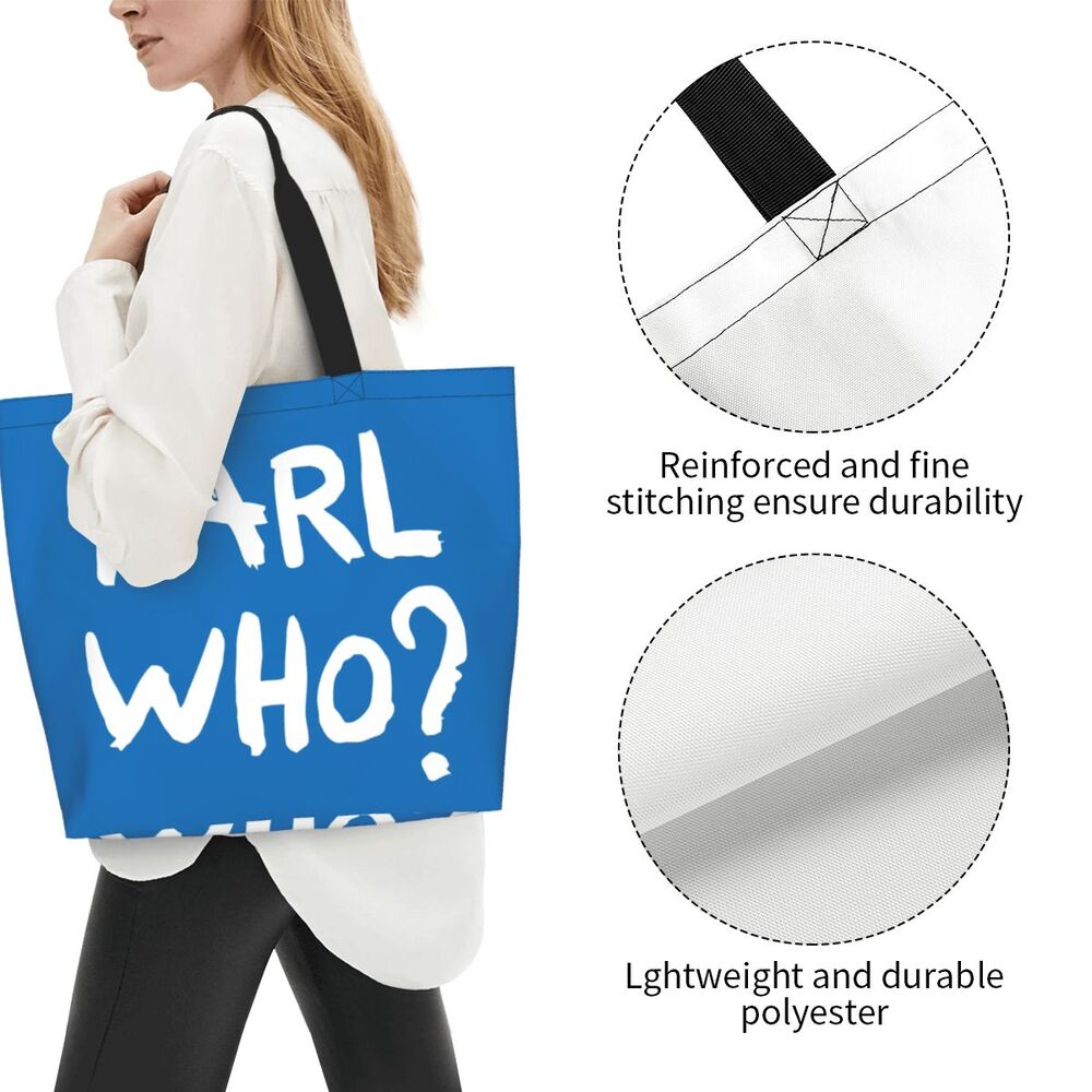 Custom Kawaii Karl Who Slogan Shopping Tote Bags Reusable Canvas Groceries Shopper Shoulder Bag