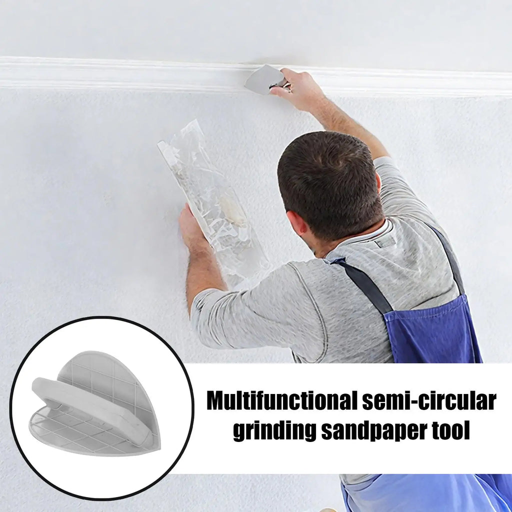 Semi-Round Angle Sander with Replaceable Sandpaper Multi-Purpose Sanding Tool for Drywall Surfaces Ergonomic Non-Slip Handle