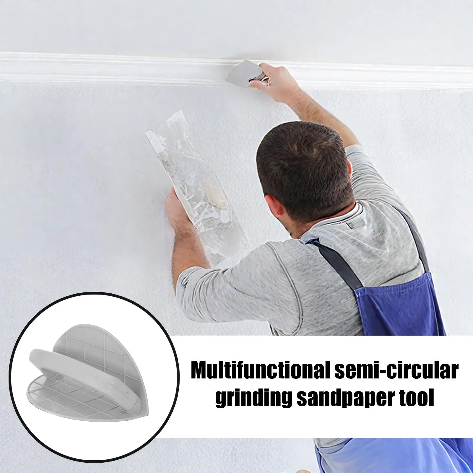 Semi-Round Angle Sander with Replaceable Sandpaper Multi-Purpose Sanding Tool for Drywall Surfaces Ergonomic Non-Slip Handle