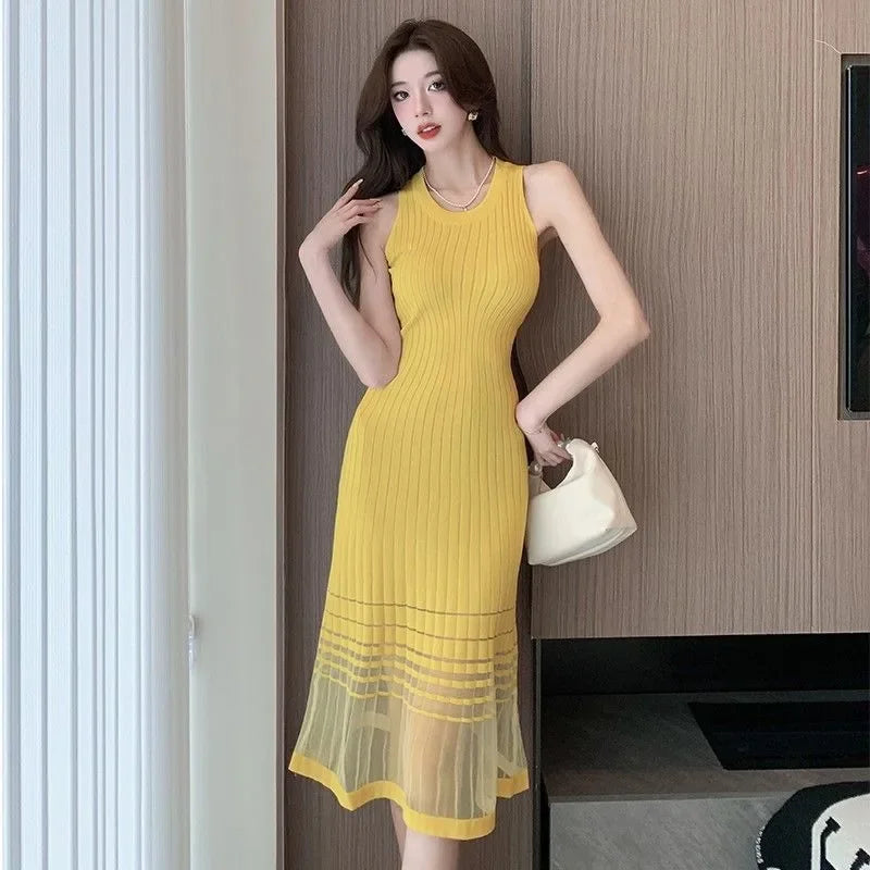 Dresses for Women Black SMidi Woman Dress Party Evening Night Club Prom Casual Youth G Fashion Summer 2025 Retro Sensual Sexy X