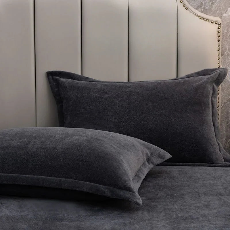 Coral Fleece Soft Winter Pillowcase Solid Plain Simple Home Bedroom House Hold Pillow Case Cover Zipper Warm  Comfortable