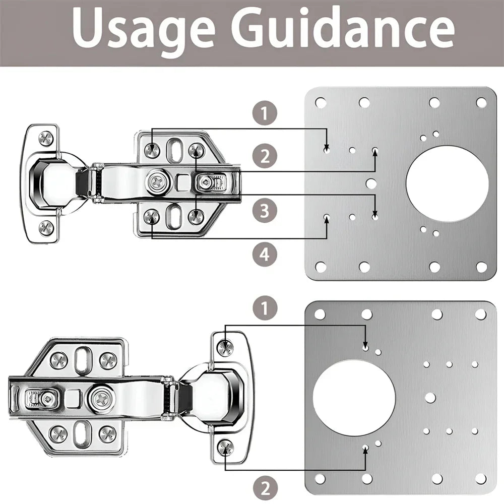 Cabinet Hinge Repair Plate Kit Kitchen Cupboard Door Hinge Mounting Plate with Holes Flat Fixing Brace Brackets House Hold Tools