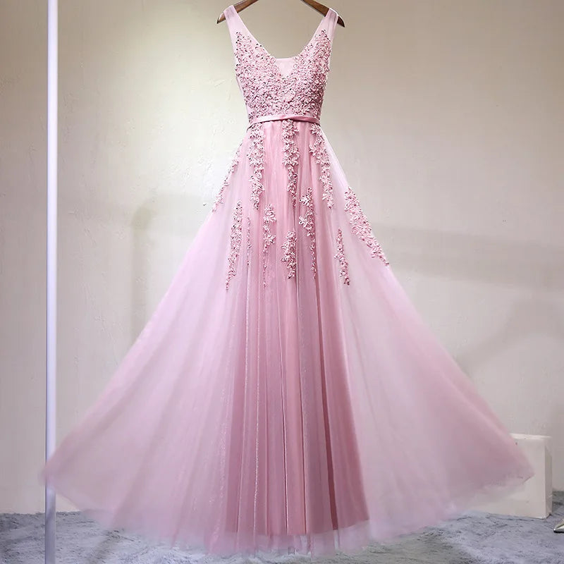 Elegant Evening Dresses فساتين سهرة Bride Banquet Floor-length Robe De Soiree Sexy Backless Long Lace Beading Party Prom Dress