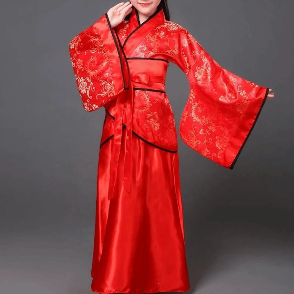 Ethnic Children's Ancient Costumes Printed Silk Robe Chinese Style Clothes Photo Prop Retro Chinese Traditional Clothes