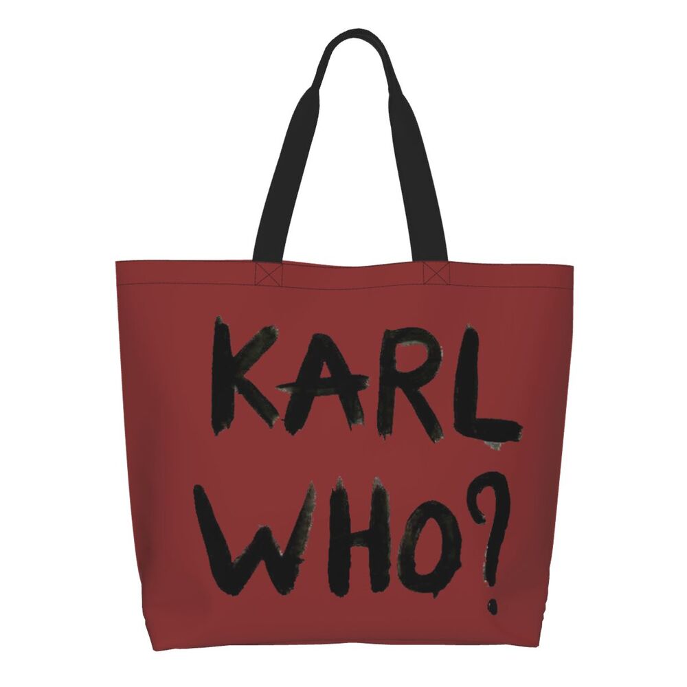 Custom Kawaii Karl Who Slogan Shopping Tote Bags Reusable Canvas Groceries Shopper Shoulder Bag
