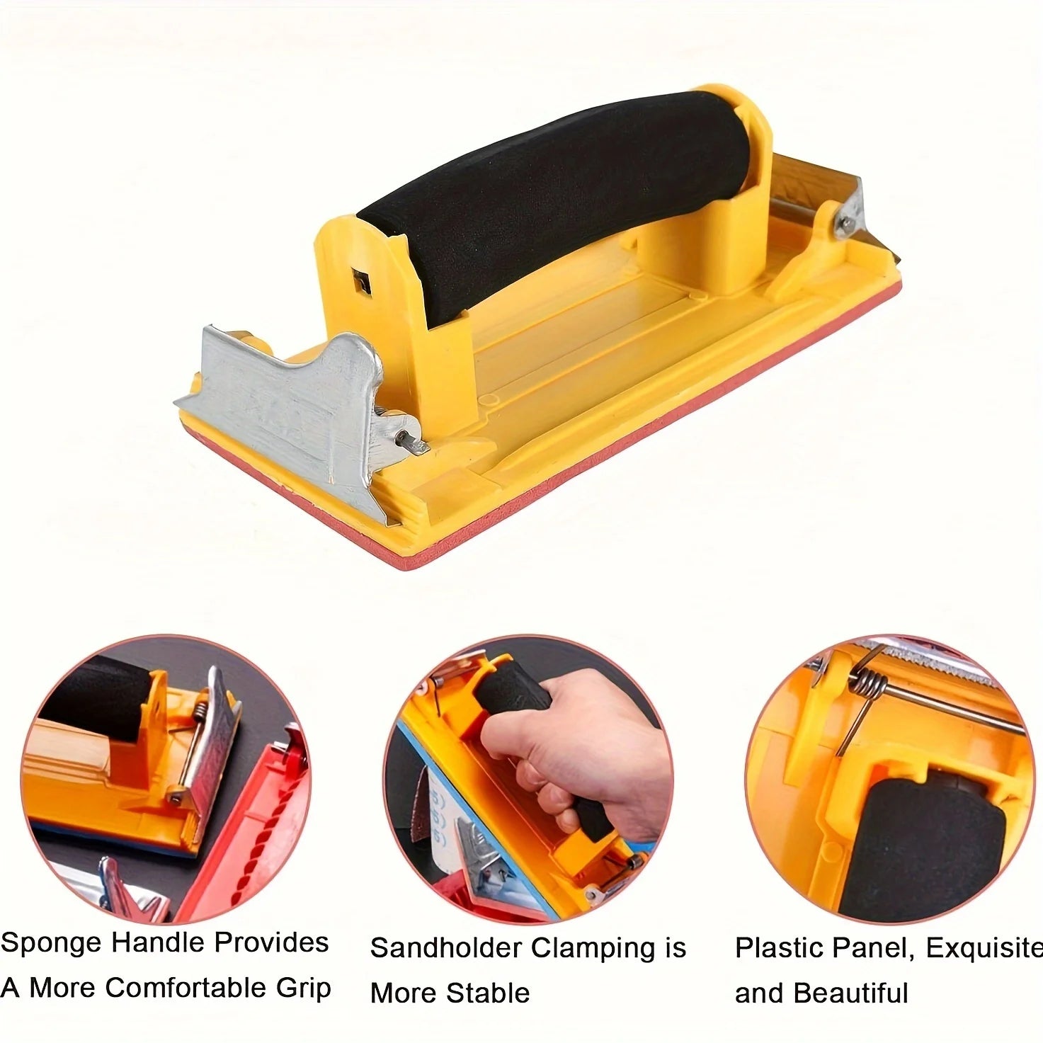 Hand Sander, Sandpaper Holder with Sponge Handle, Manual Hand Sanding Block for Drywall Wood Metal Furniture Polishing