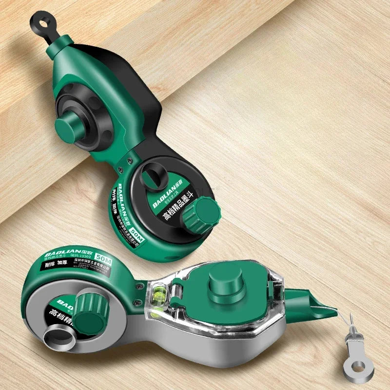 Construction Site Chalk Line Tool Woodworker'S Hand-Cranked Retractable Chalk Line Portable Spirit Level Line Marking Tool