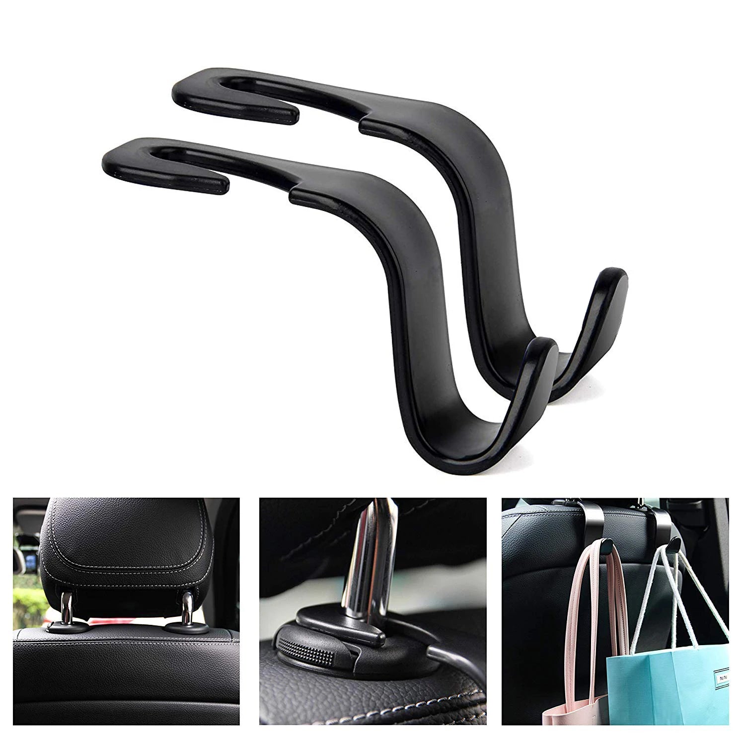 2pcs Universal Car Seat Headrest Hook Storage Hanger for Handbag Purse Coat Groceries