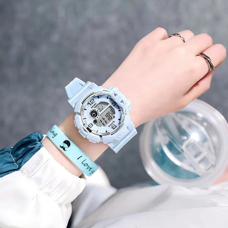 Waterproof Electronic Watch for Women and Men, Sports Night Light Couple Watch with Alarm and Timer Functions