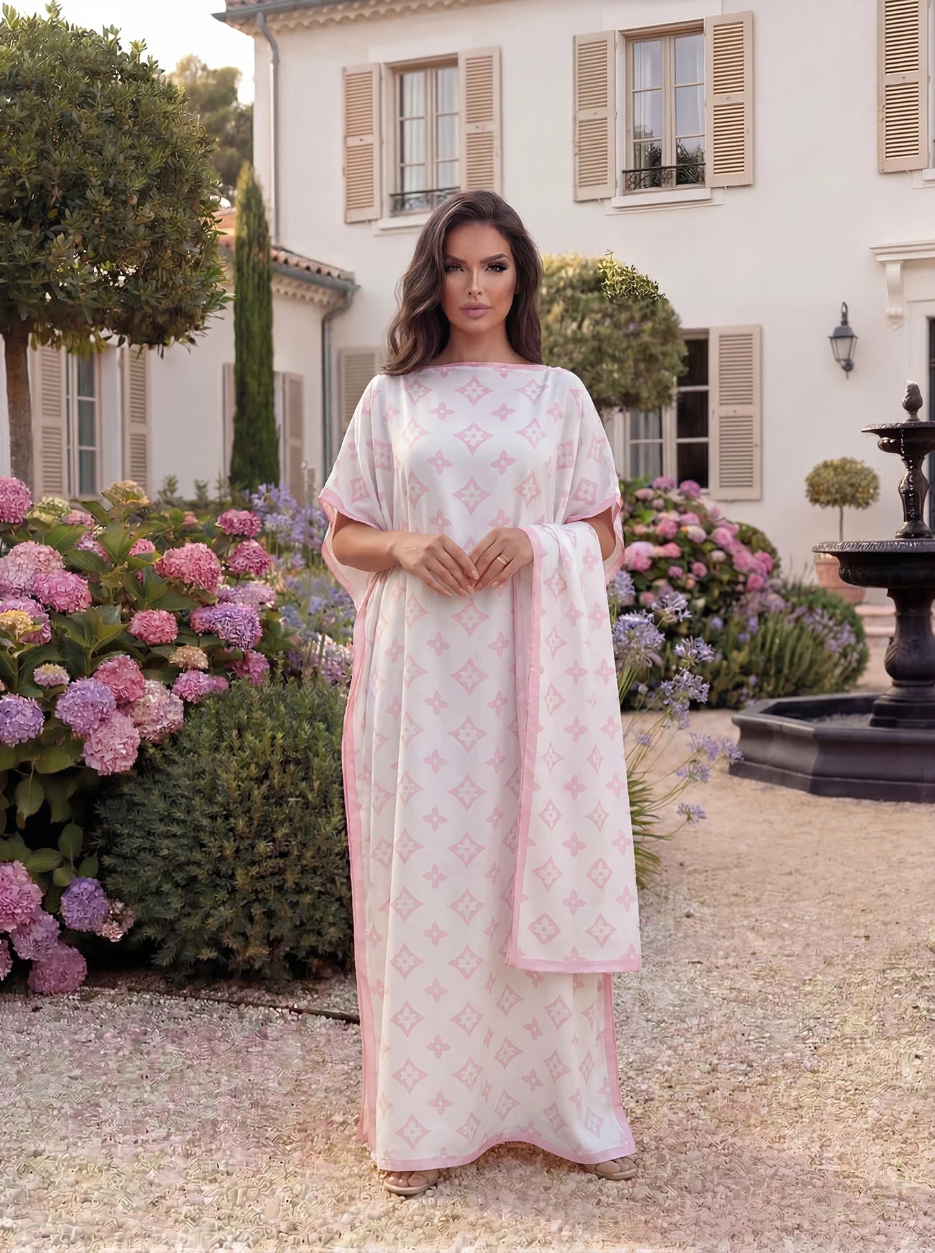 Muslim Dress Lady Party European Clothes American Clothing Abaya Dubai Maxi African Design Loose Print Robe Gowns