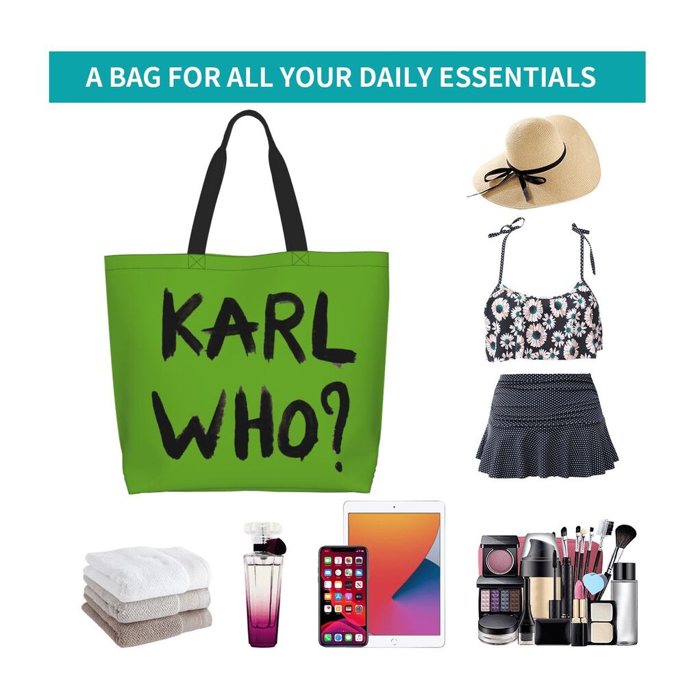 Custom Kawaii Karl Who Slogan Shopping Tote Bags Reusable Canvas Groceries Shopper Shoulder Bag