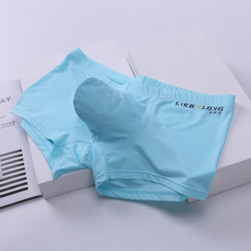 Men's Panties Men Ice Silk Boxers Underwear Sexy Boxer Shorts Underpants Big Bag Breathable High Elastic Hombre Boxershorts