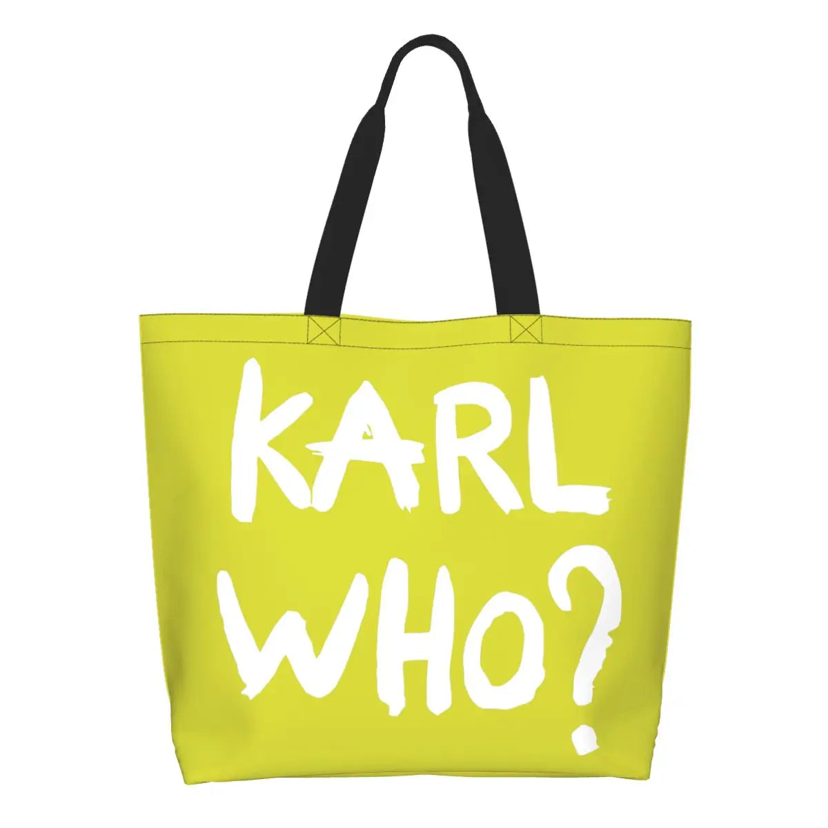 Custom Kawaii Karl Who Slogan Shopping Tote Bags Reusable Canvas Groceries Shopper Shoulder Bag