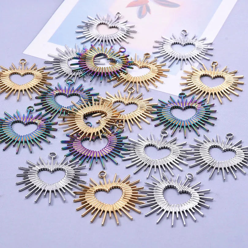 6Pcs/Lot Stainless Steel Gothic Catholic Sacred Heart Charms Jewelry Wholesale Thorns Lava Love Pendant Diy Necklaces Wholesale