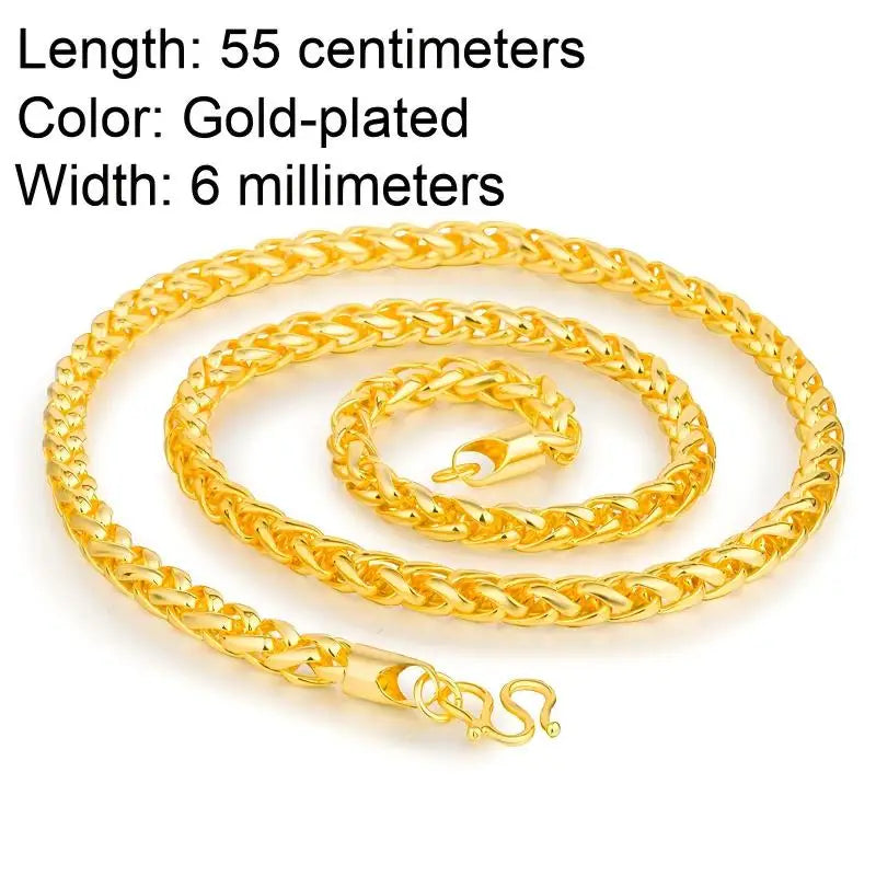 A 24K gold plated chain necklace, suitable for men. A fashionable piece. A jewelry set gift suitable for wearing at parties and