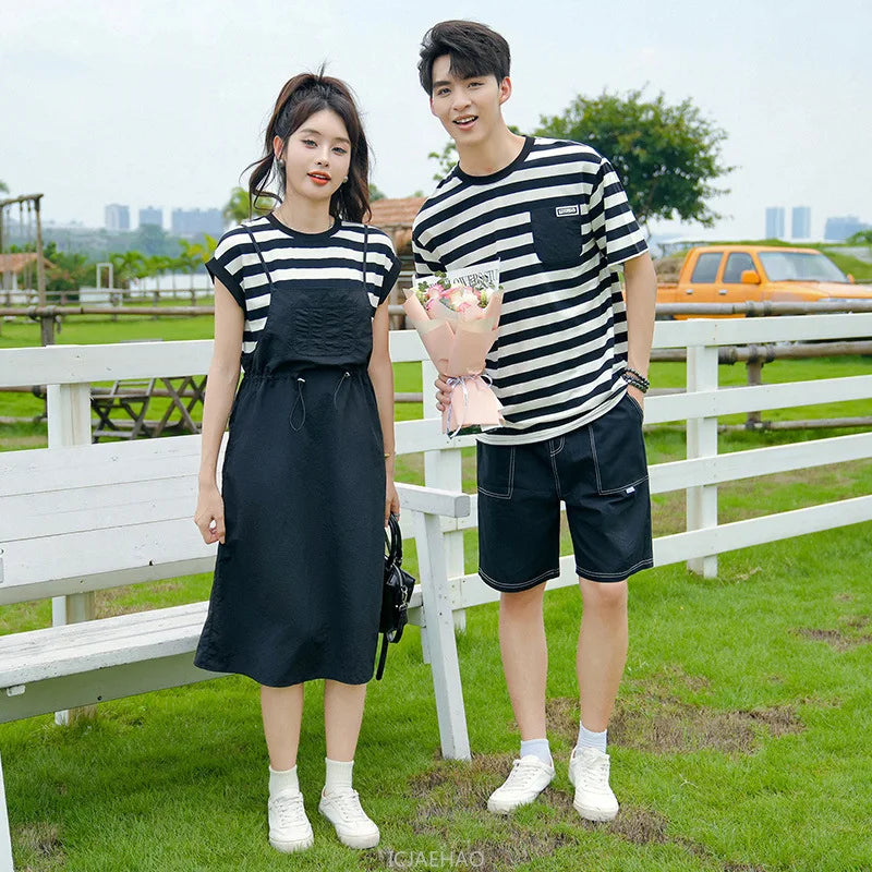 Dress 2025 Woman Family Couple Matching Clothes Parent-child Shirt Sibling Brother Sister Outfits Mom Daughter Dress Dad Son T