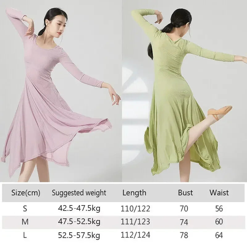 Classical Modern Dance Dress Solid Color New Design Practice & Competition Performance Costume Clothing Supplies