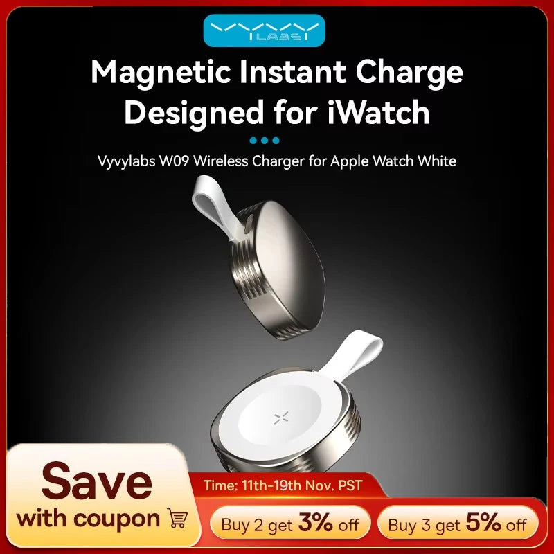 VYVYLABS Wireless Charging Portable Magnetic Watch Wireless Fast Charger Smartwatch Refresh Rate for iWatch Series 6 5 3 2 1