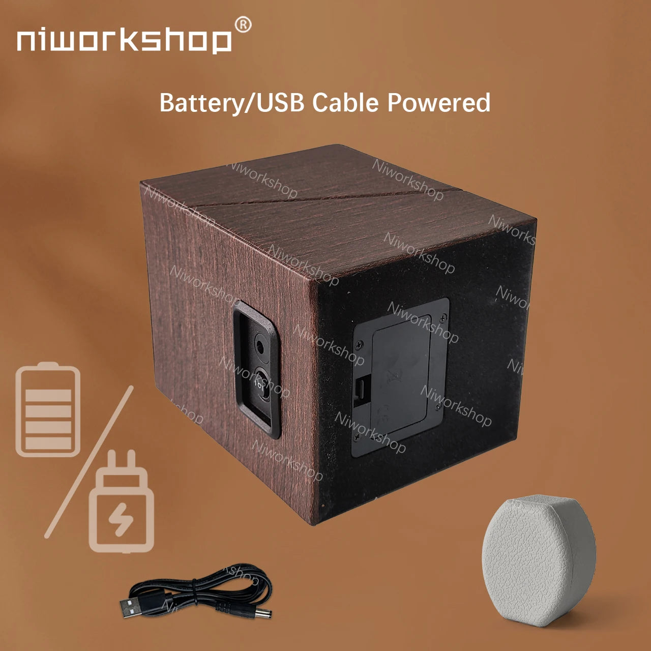 Watch Winder for Automatic Watches, Single Automatic Watch Winder Box with Quiet Motor, PU Leather, USB/Battery Powered