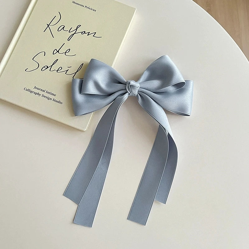 Lystrfac Fashion Fabric Ribbon Hair Bow Hairpin for Women Girls Hair clips Black White Bow Top Clip Female Hair Accessories