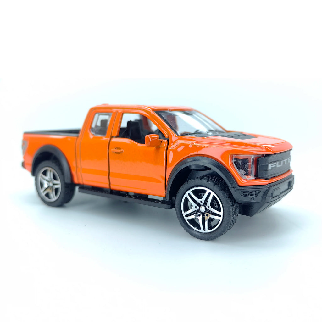 Boy’s treasured metal miniature racing car, realistic spring-powered off-road vehicle, baby-sized toy car.