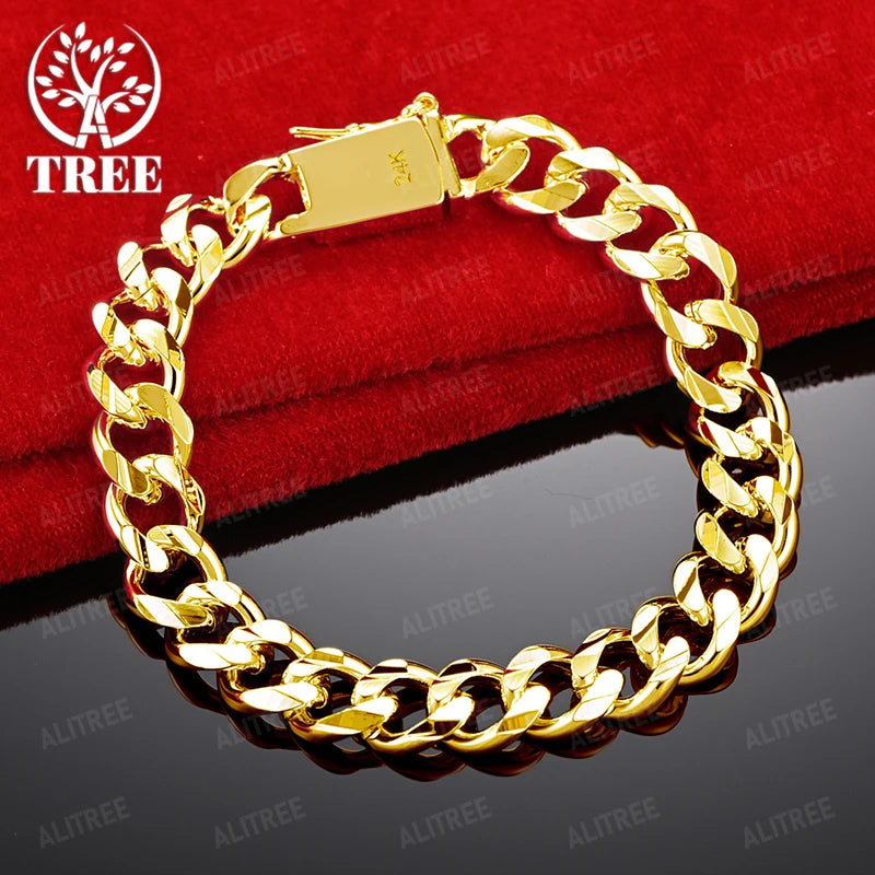 Charm Luxury 18k Gold Cuban Chain Heart Bracelet For Women Men Birthday Christmas Party Gift Fashion Design Jewelry Accessories