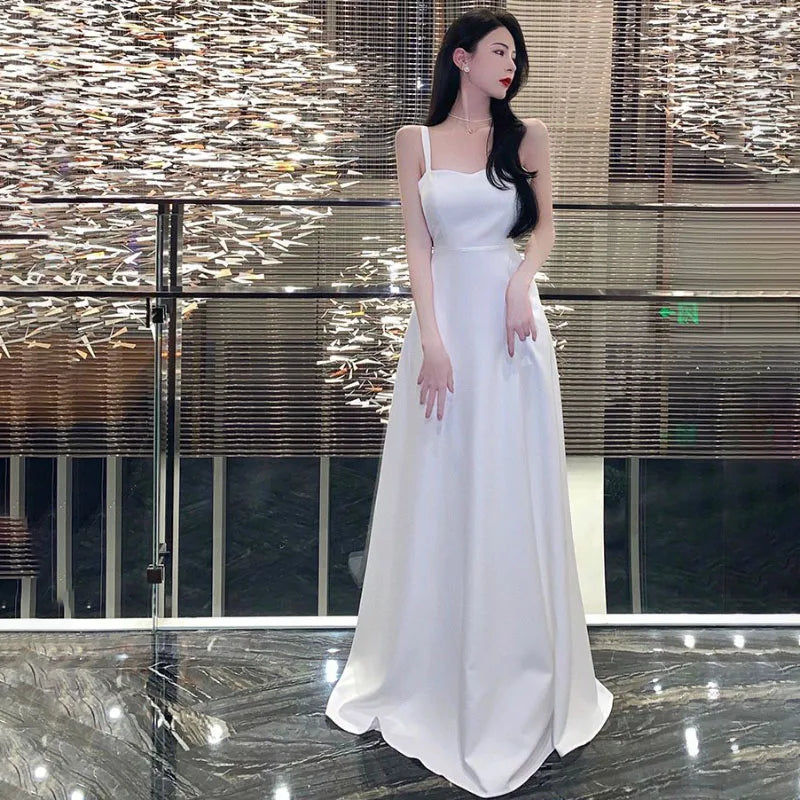 Chic Evening Dresses Dress Women's Elegant Banquet High-End Travel Vacation Photo Dress New Summer Long Sling Dress
