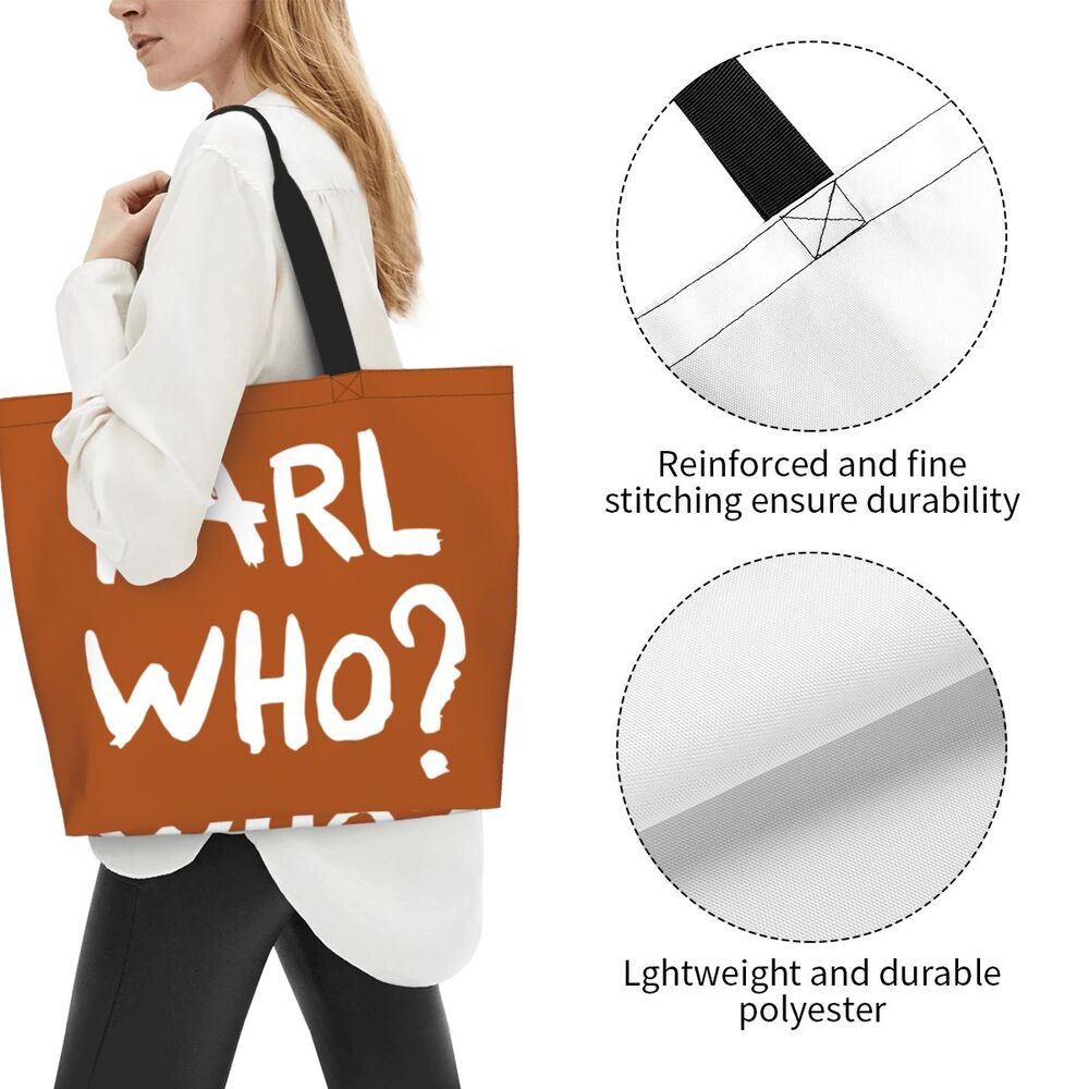 Custom Kawaii Karl Who Slogan Shopping Tote Bags Reusable Canvas Groceries Shopper Shoulder Bag