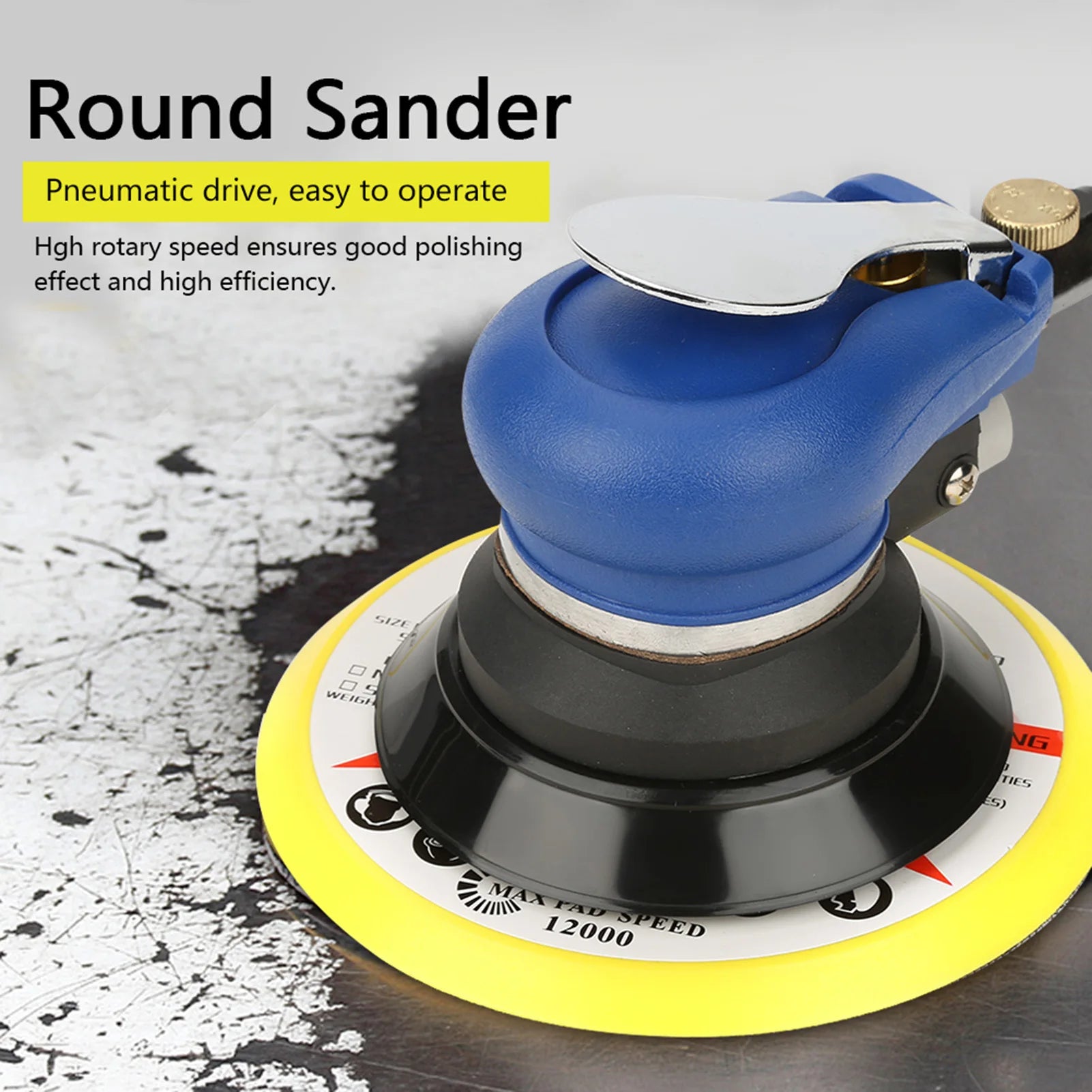 AT‑980 5"/6" Air Random Orbital Sander Round Polisher Pneumatic Hand Sanding Tool Random Orbital Sander Round Sander Sander