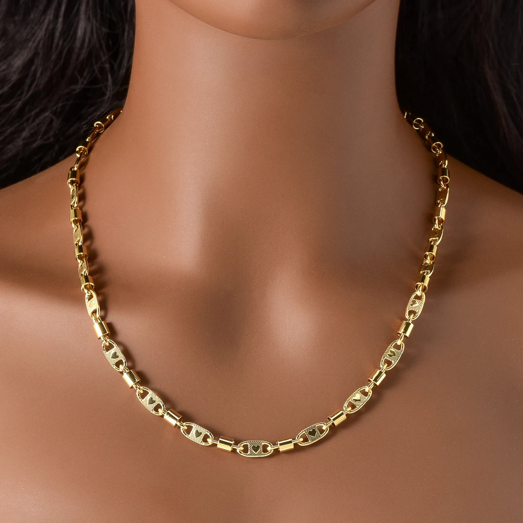 Trendy 18K Gold Plated Chain Necklace for Men Women Luxury Thick Cuban Link Jewelry Textured Design Statement Gift
