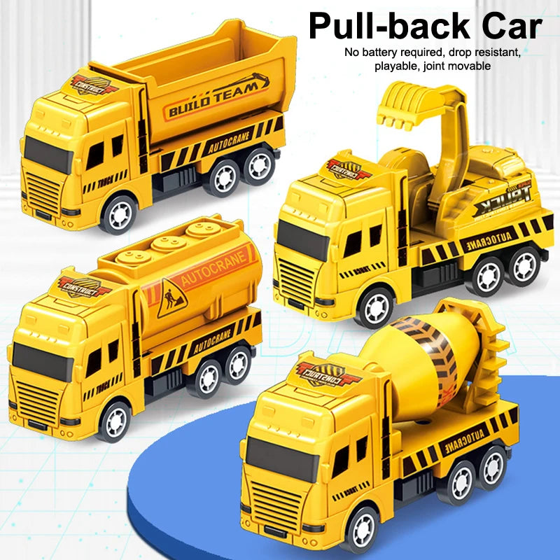 【S】1 Pc Educational Cars Children Kid Pull Back Toy Warrior Engineering Vehicle Model Four Mini Cars High Quality