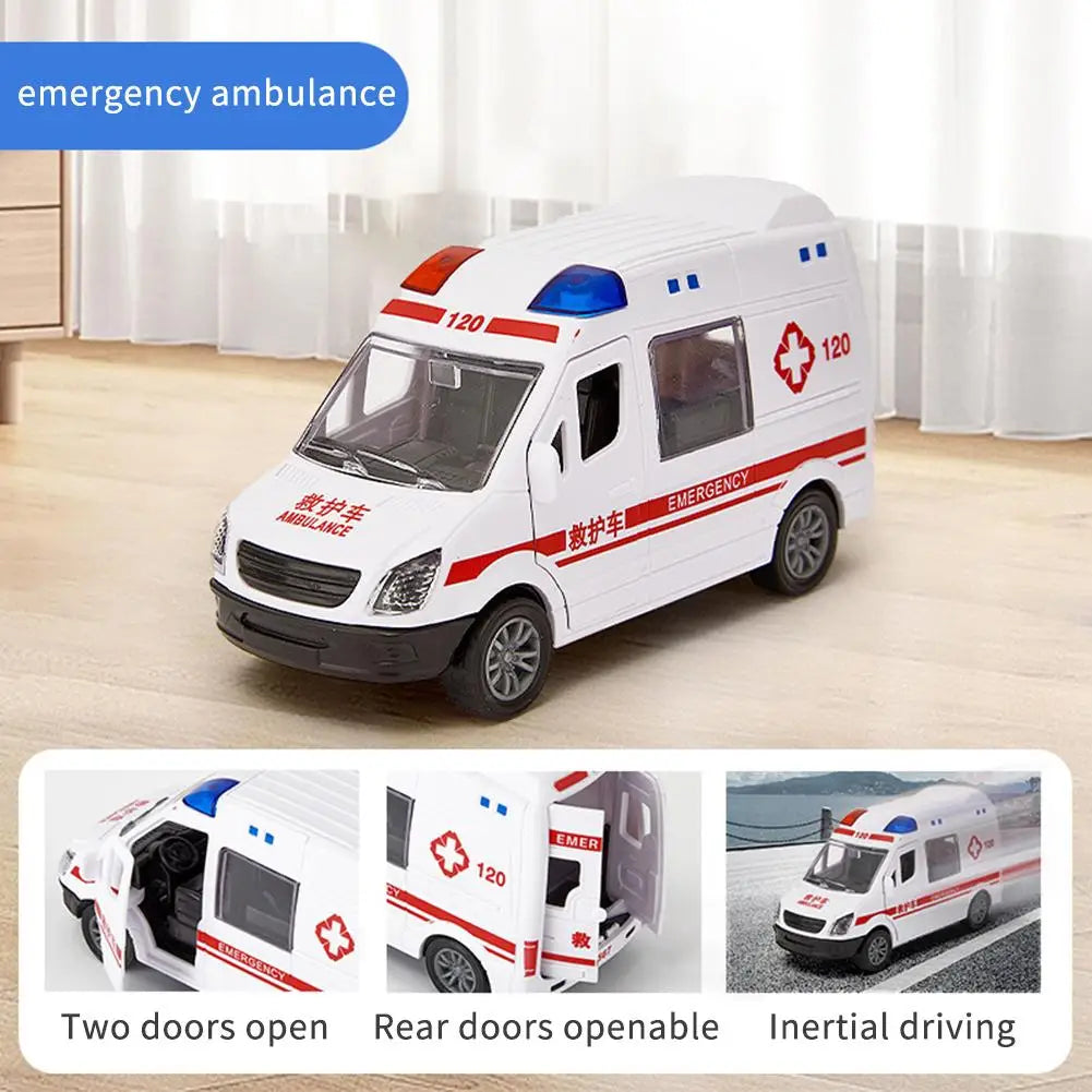 Children's Smooth Surface Coasting Toy Car Model:  Ambulance, Inertial Car battery needed