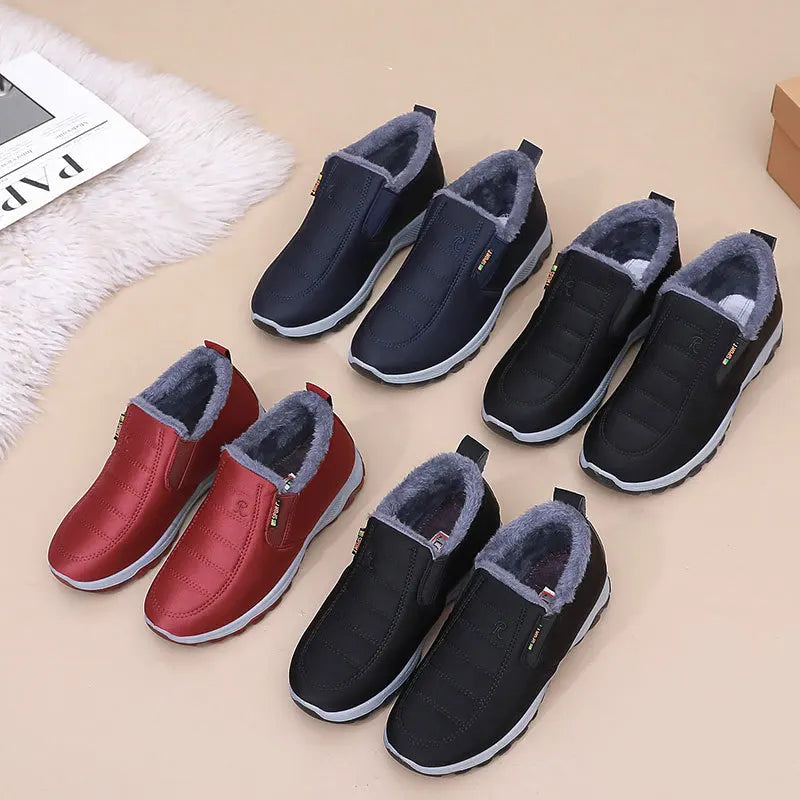 Thickened Fleece Winter Boots Anti-slip Men's Casual Short Tube Polyester Inner  Warm Cotton Shoes for Snowy Days