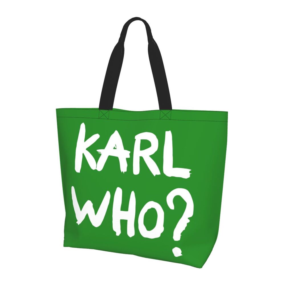 Custom Kawaii Karl Who Slogan Shopping Tote Bags Reusable Canvas Groceries Shopper Shoulder Bag