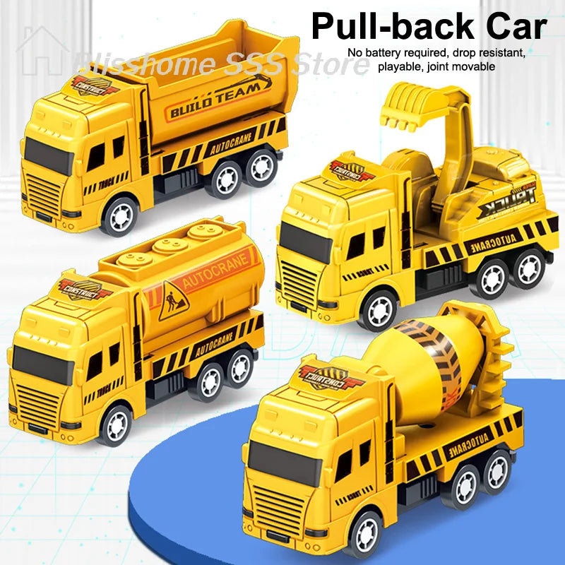 【S】1 Pc Educational Cars Children Kid Pull Back Toy Warrior Engineering Vehicle Model Four Mini Cars High Quality